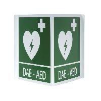 DAE-AED DOUBLE-SIDED ALUMINIUM SIGN 34x36 cm for defibrillators