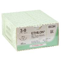 ETHICON ETHILON MONOFILAMENT SUTURES - gauge 3/0 needle 24 mm