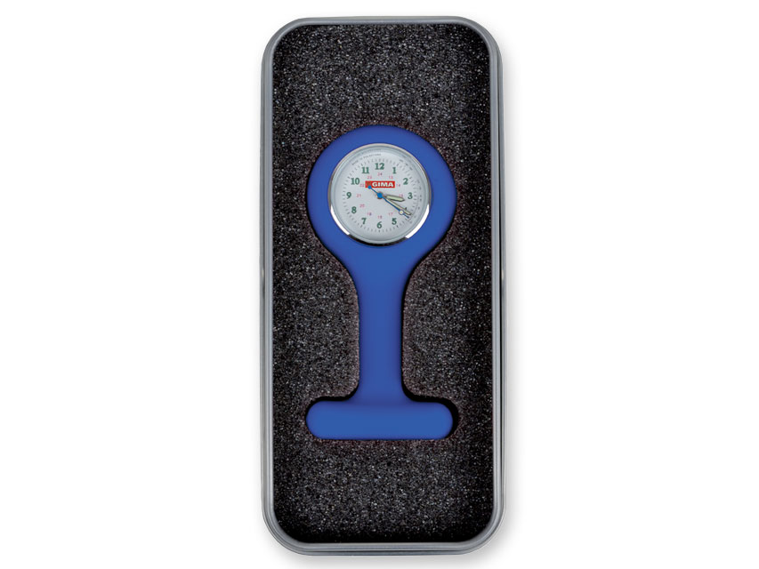 Pulksteni, SILICONE NURSE WATCH with aluminium box - round - blue