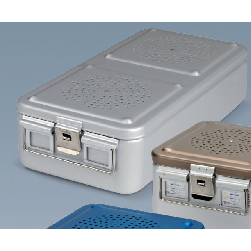 Sterilizācijas trauki, Alumīnija konteineri ar 2 filtriem, pelēki