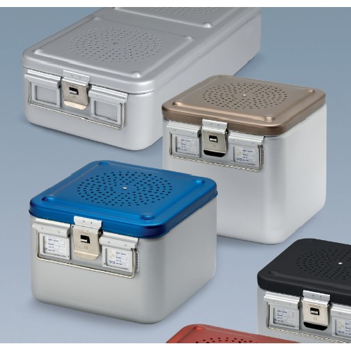 Sterilizācijas trauki, Alumīnija konteineri ar 1 filtru, pelēki