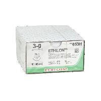 ETHICON ETHILON monofilamenta šuvju diegi.Izmērs 3/0, adata 19 mm FS-2