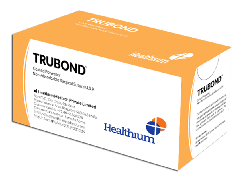 Trubond, TRUBOND neabsorbējošs šuvju materiāls, izmērs 1, 1/2 loka adata 50 mm.100 cm.Zaļš