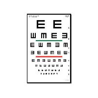 Tumbling E optometriskā tabula - 6 m - 23x35.5 cm