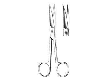 Izliektas šķēres - asas/asas, Šķēres izliektas ar asiem galiem. 11.5cm