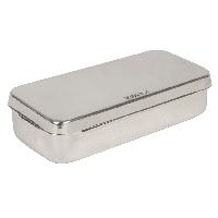 Nerūsējošā tērauda kaste ar vāku bez roktura 18x8x4cm, autoklavējama 125 °C