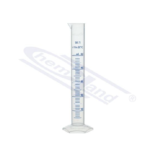 PP mērcilindrs ar snīpi, zilā skala 0–100 ml, PP mērcilindrs ar snīpi, zilā skala 0–100 ml