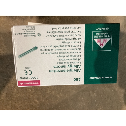 Lancetes (asins paņemšanai no pirksta), Alerģijas testu lancetes