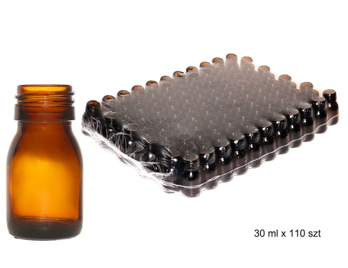 Pudeles ar skrūvējamu vāciņu, Pudele, stikla, farmaceitiska, dzintara krāsā, bez uzskrūvējama vāciņa